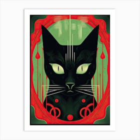 The Devil, Black Cat Tarot Card 0 Art Print