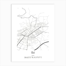 Ibi,Spain Minimalist Map Art Print