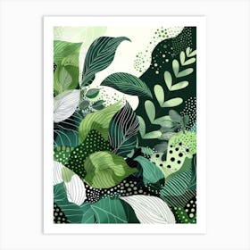 Abstract Green Leaves Art Print