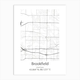 Brookfield,United States Minimalist Map Art Print