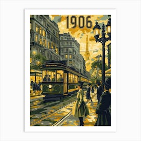 Aihrgdesign A Retro Travel Poster Of A Bustling 1906 City Str C38ef8fd 8a16 4fd5 9c5f 34a3a171eab3 1 Art Print