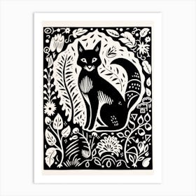 Linocut Fox Card Illustration 1 Art Print