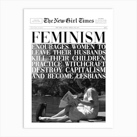 Feminism Quote Newspaper Funny Typography Art Print