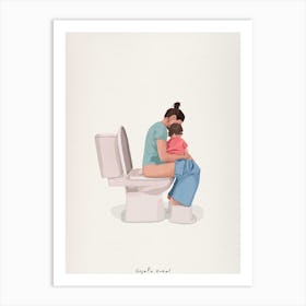 Mother And Child Bathroom Art Print