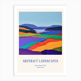 Colourful Abstract Acadia National Park Usa 3 Poster Blue Art Print