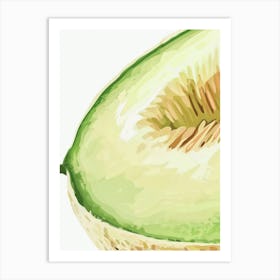 Honeydew Melon Close Up Illustration 1 Art Print