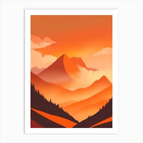 Misty Mountains Vertical Composition In Orange Tone 183 Art Print