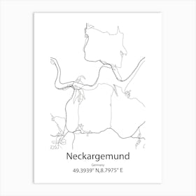 Neckargemund,Germany Minimalist Map Art Print