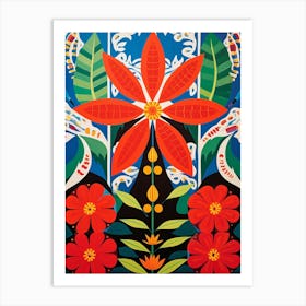 Flower Motif Painting Poinsettia 2 Art Print