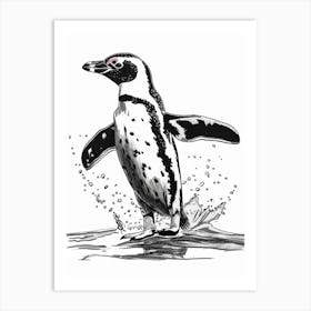 African Penguin Jumping Out Of Water 4 Art Print