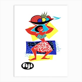 Fiji, Woman With A Fruit Basket Art Print