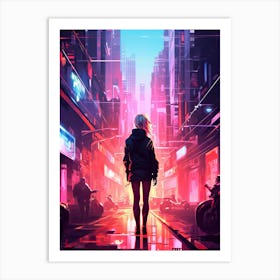 Futuristic Art, Cyberpunk art, Neon light Art Print