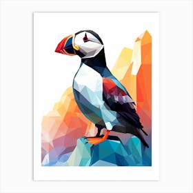 Colourful Geometric Bird Puffin 4 Art Print