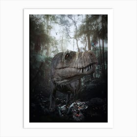 Dinosaur T-Rex In The Jurassic Forest Art Print