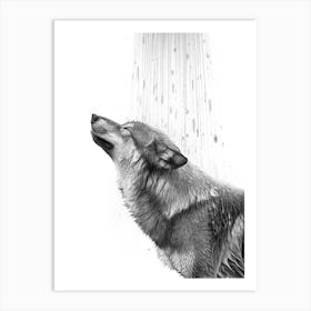 Wolf in the shower Art Print