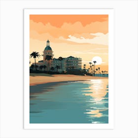 Coronado Beach San Diego California Mediterranean Style Illustration 1 Art Print