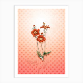 Chilian Guem Flower Vintage Botanical in Peach Fuzz Polka Dot Pattern n.0006 Art Print