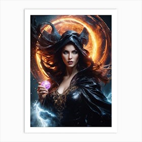 Witch With A Magic Ball Art Print