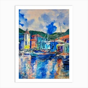 Port Of Gustavia Saint Barthélemy Abstract Block 1 harbour Art Print