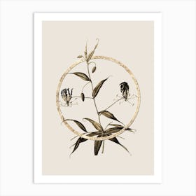 Gold Ring Flame Lily Glitter Botanical Illustration n.0128 Art Print