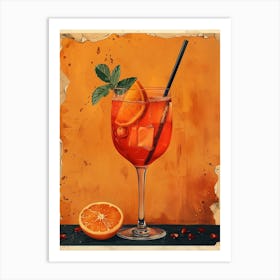 Cocktail With Orange And Mint Art Print