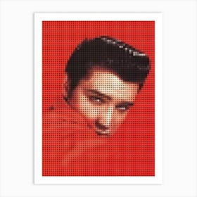 Elvis Presley In Red Style Dots Art Print