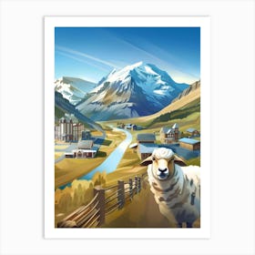 Sheep In The Mountains 1 Art Print