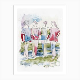 Women Watercolor Painting Art Print