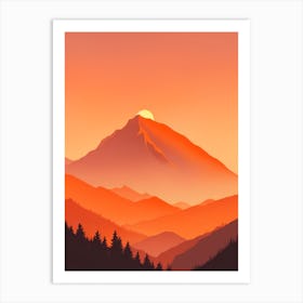 Misty Mountains Vertical Composition In Orange Tone 81 Art Print