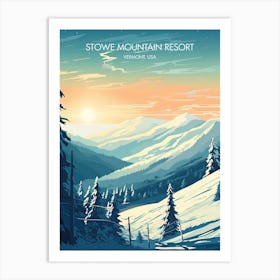 Poster Of Stowe Mountain Resort   Vermont, Usa, Ski Resort Illustration 0 Art Print