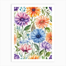 Watercolor Flowers 6 Art Print