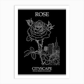 Rose Cityscape Line Drawing 3 Poster Inverted Art Print