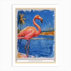 Greater Flamingo Salt Pans And Lagoons Tropical Illustration 5 Poster Art Print