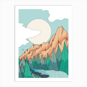 As The River Turns Round The Mountain Art Print