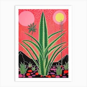 Pink And Red Plant Illustration Aloe Vera 1 Art Print