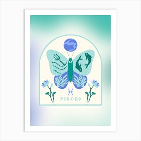 Zodiac Butterfly Pisces Art Print