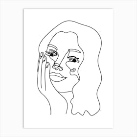 Face Drawing Monoline Drawing Illustration Art Print