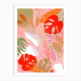 Tropical Boho Pattern Pink Art Print
