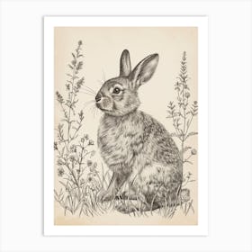 Dutch Blockprint Rabbit Illustration 5 Art Print