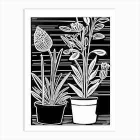 Lion cut inspired Black and white Garden plants & flowers art, Gardening art, 246 Art Print