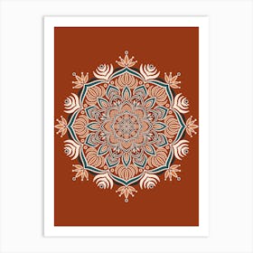 WA240014 - Elegant Mandala on Rust Background - Intricate Bohemian Art Art Print