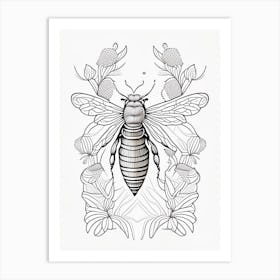 Insect Bee 3 William Morris Style Art Print