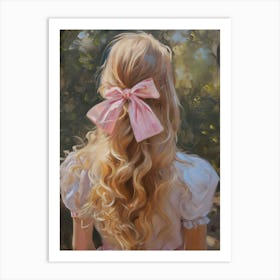 Girl With A Pink Bow Art Print