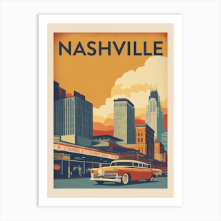 Nashville Vintage Travel Poster Art Print