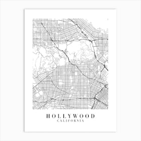 Hollywood California Street Map Minimal Art Print