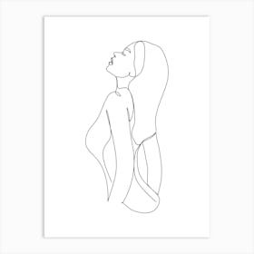 Continuous Line Drawing Of A Woman 3 Art Print