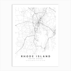 Rhode Island Usa White Map Poster