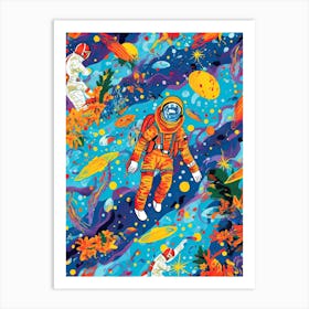 Astronaut Colourful Illustration 4 Art Print