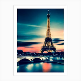 Eiffel Tower At Dusk Art Print