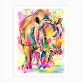 Rhino Watercolor Painting Art Print